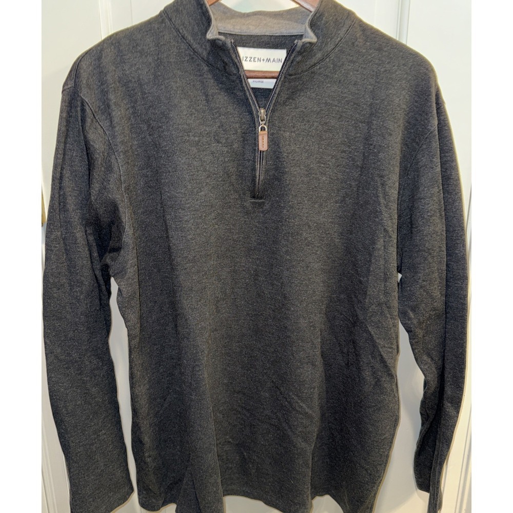 Mizzen + Main 1/4 Zip Lightweight Pullover Men's XL Grey Soft Cotton Blend - Picture 5 of 8
